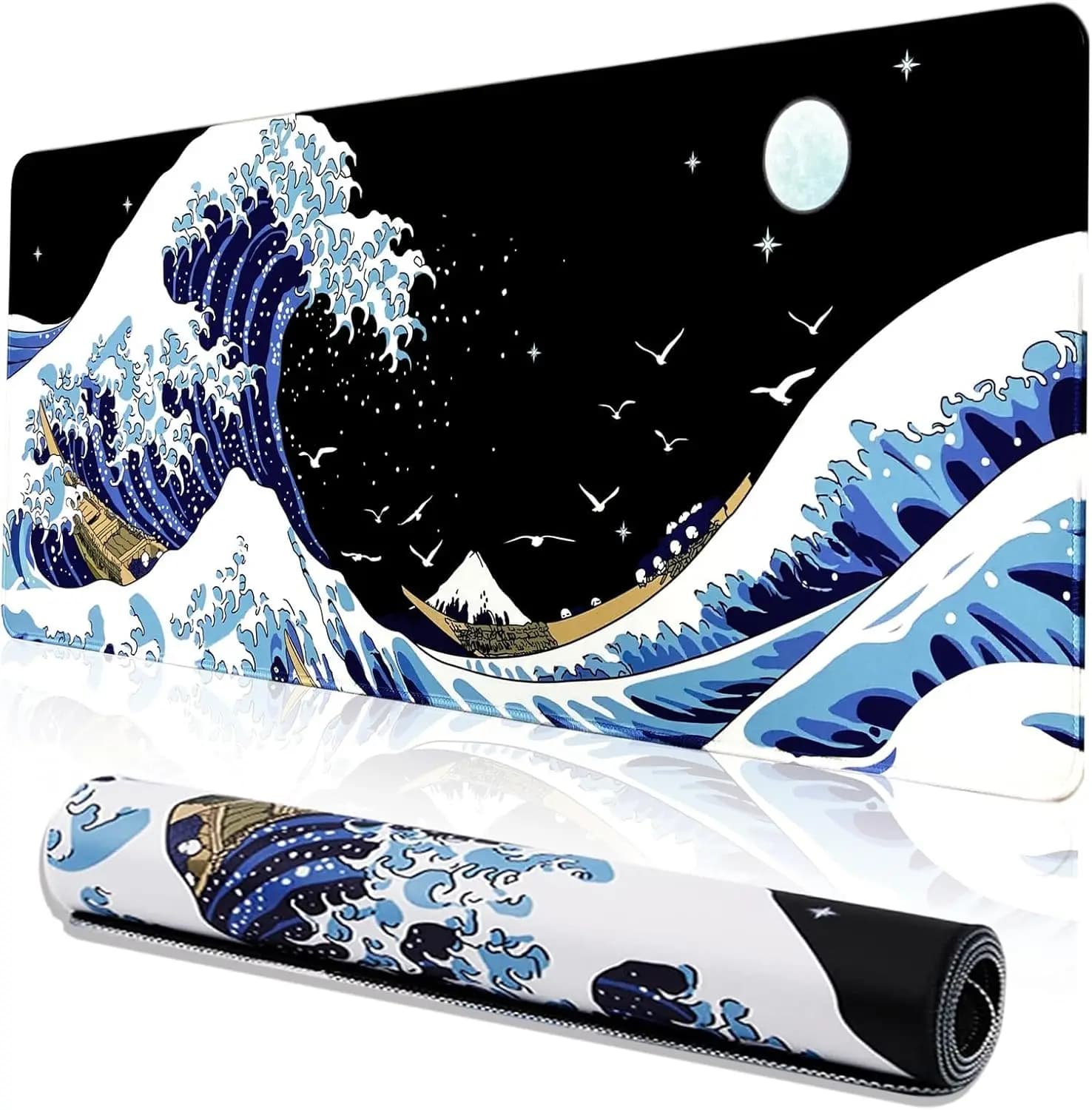 Tappetino per mouse grande a onda per scrivania, tappetino esteso 80x30 cm con base in gomma antiscivolo, impermeabile e facile da pulire, per gaming, ufficio, casa