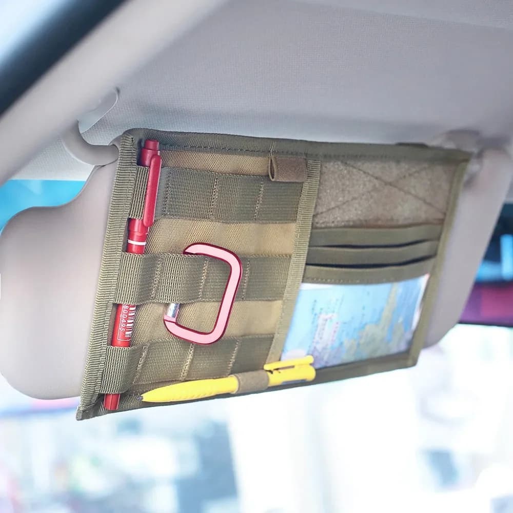 MOLLE Pannello per visiera parasole per veicolo Custodia per attrezzi EDC Borsa per CD Organizzatore per visiera parasole per auto per camion Supporto per accessori per caccia per attrezzatura automatica