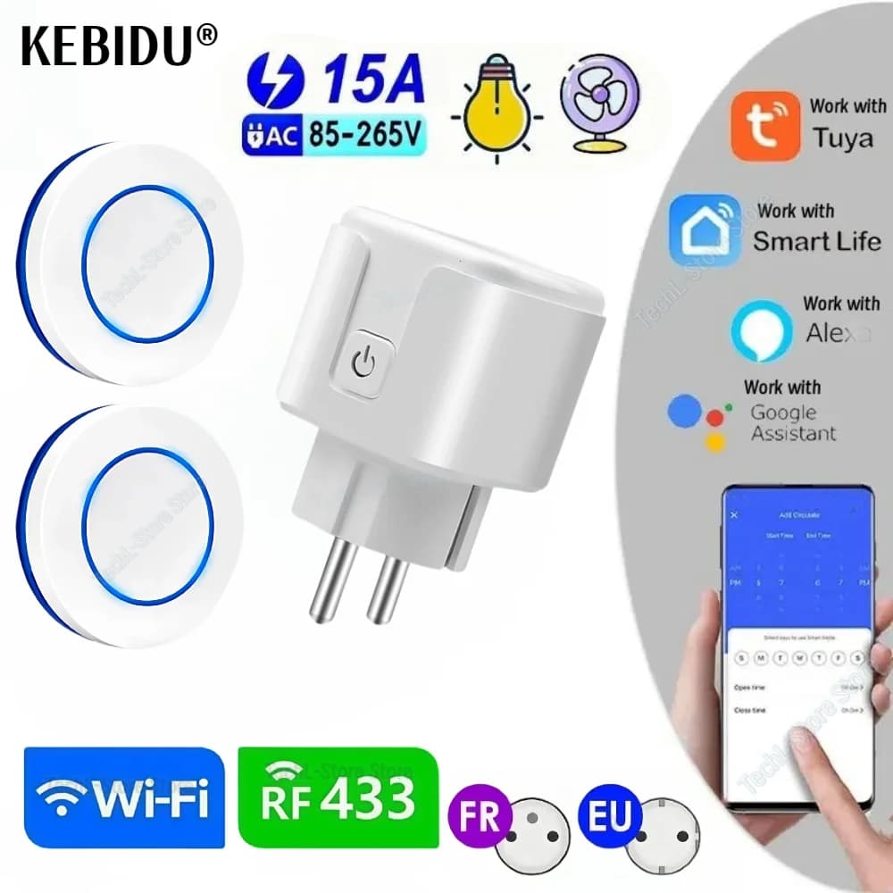 RF 220V 16A Elettrico Tuya Presa Intelligente 433MHz Telecomando Senza Fili 3000W EU FR Spina per il Controllo Vocale timer Monitor di Alimentazione