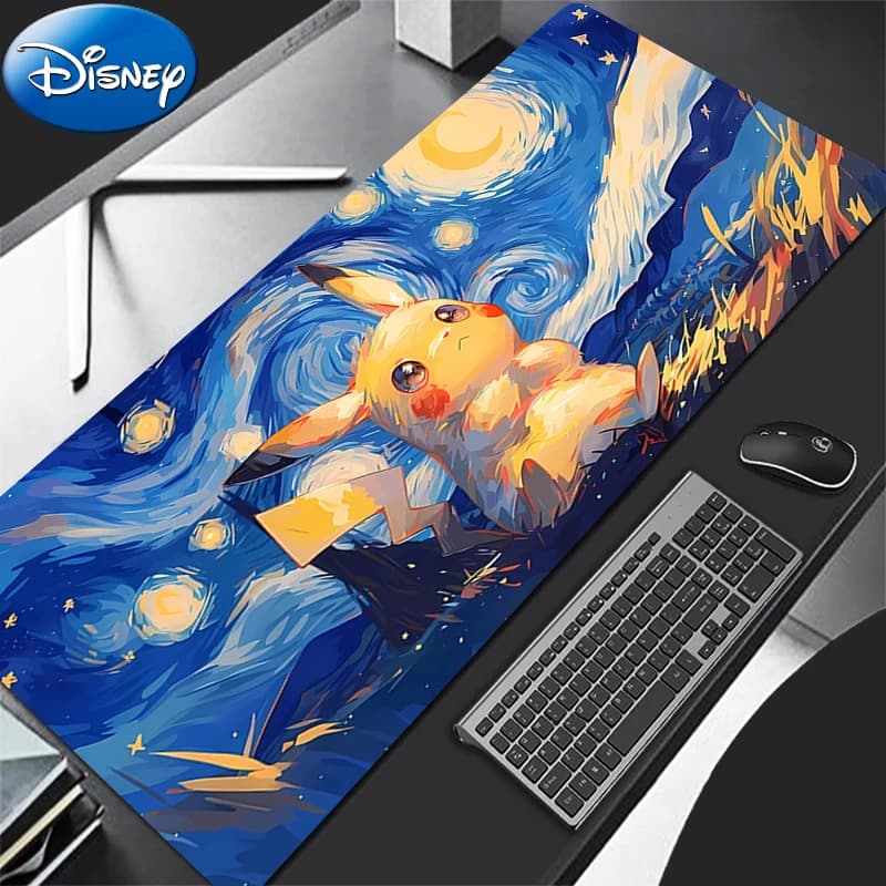 Tappetino per mouse Anime Pokemon Pikachu Starry Night Art Desk Mat Gaming E-sports Players Gamers Desk Mat Varmilo Tappetino per tastiera Mousepad