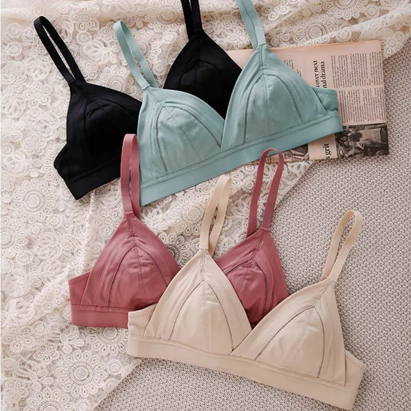 Lingerie sexy da donna Triangolo senza fili Bralette Reggiseno push up Reggiseni senza cuciture Top Coppa AA ABC