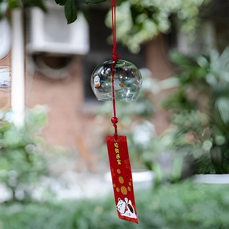 Wind chimes Wind Bell Japan Wind Chimes Handmade Glass Furin Home Decors Spa Kitchen Office Decor Sakura Cherry Blossom Pattern