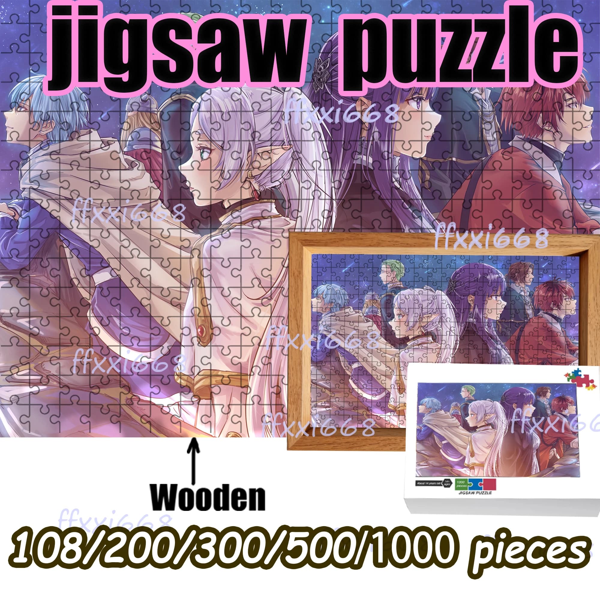 Frieren Beyond Journey End Jigsaw Puzzle 108/200/300/500/1000 pezzi Puzzle in legno Regalo di alta qualità Divertente regalo di compleanno