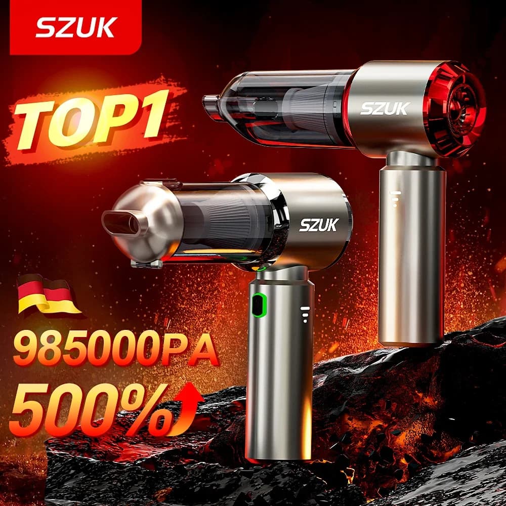 SZUK C012 Aspirapolvere per auto recentemente aggiornato, mini aspirapolvere portatile, aspirapolvere wireless ad alta potenza 98500Pa, aspirapolvere portatile per rimozione polvere con un clic