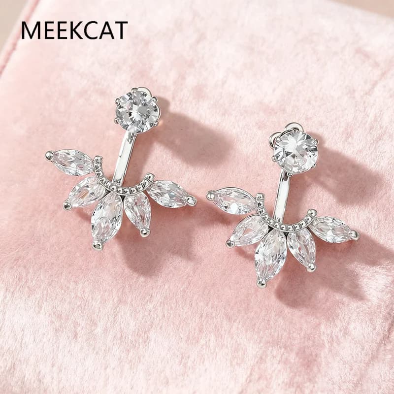 Orecchini a giacca con moissanite taglio marquise da 6 carati per donna, orecchini a lobo staccabili con 2 pietre, gioielli in argento sterling 925