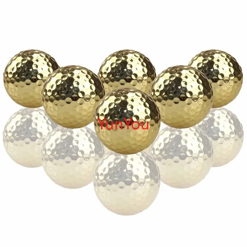 Golf Golden Ball - Eye-catching Gold Prize Ball, Gold-Plated Practice Ball, Double-Layered Sandlin Tournament Ball, Gift Ball