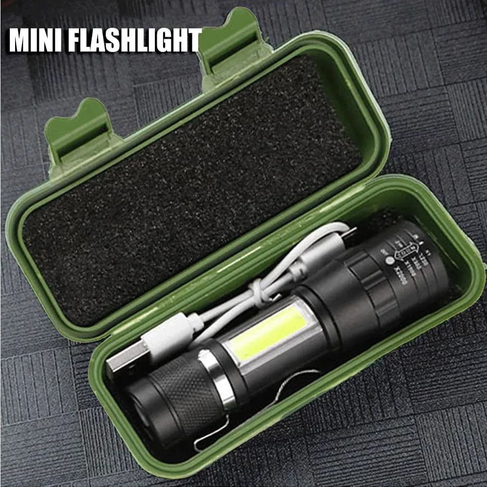 Mini USB Rechargeable Flashlight COB + XPE Portable Built-in Battery Zoomable Small Torch Emergency Flashlight from camping to 3 modes