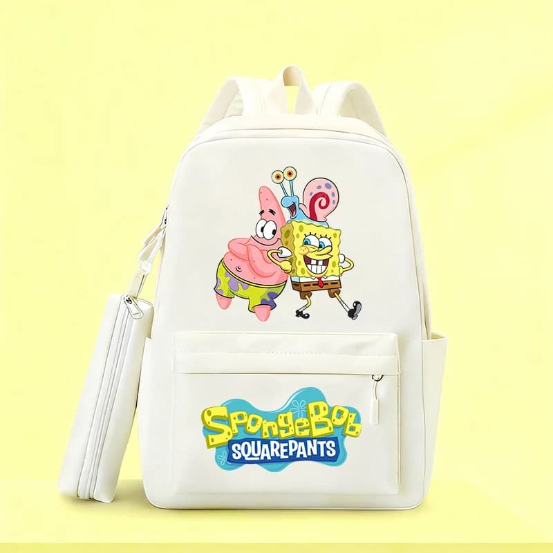 SpongeBobs Backpack Pencil Bag 2pcs Set Cute Cartoon Print Schoolbags Boys Girls Large Capacity Backpack Children Birthday Gift
