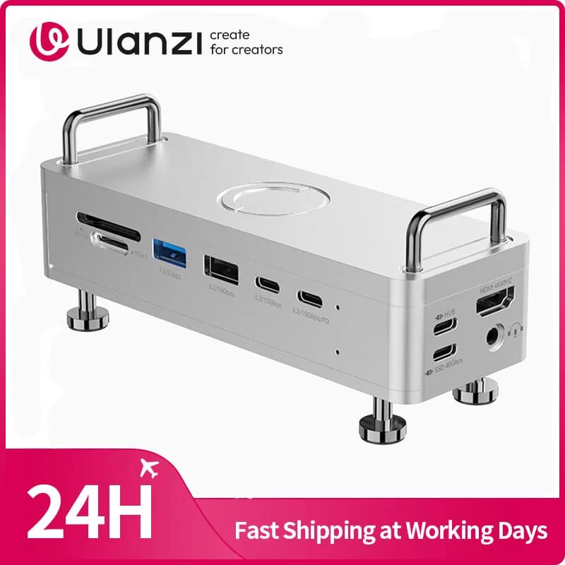  Docking station Ulanzi QT03 con custodia SSD Configurazione minimalista 2 in 1 per la ricarica dello stoccaggio Trasferimento ad alta velocità per Mac Mini