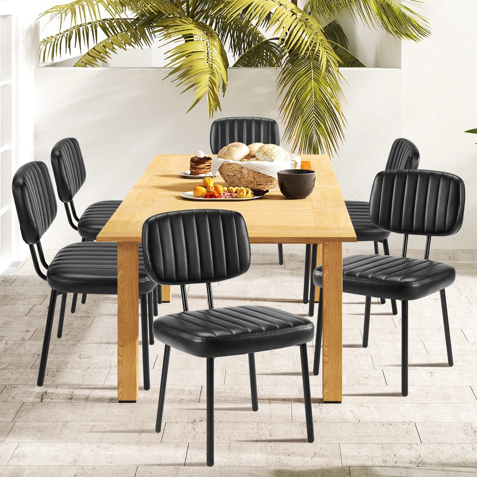 Set di 2 Sedie da Ufficio JHK Senza Braccioli, Ergonomiche con Supporto Lombare, in Pelle PU, Cuscino in Schiuma, Sedia Moderna per Computer