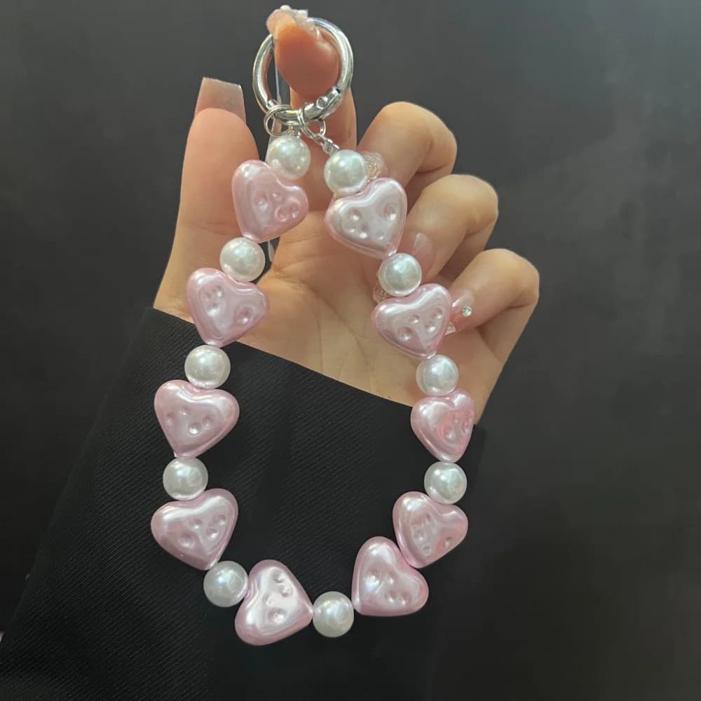 Catenella da Polso Personalizzata Creativa con Perle di Plastica, Cordino Corto con Clip per Custodia Telefono, Chiavi Auto, Borsa, Ciondolo