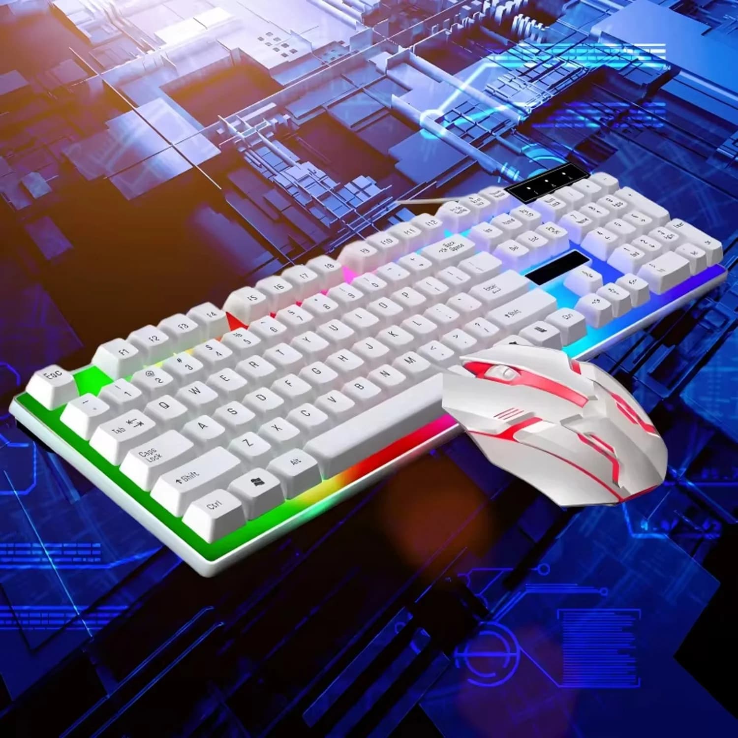 Elegant Backlit Wired Keyboard with Reactive Mouse Keys Long-Term Comfort for Workspaces Efficient Gaming Office