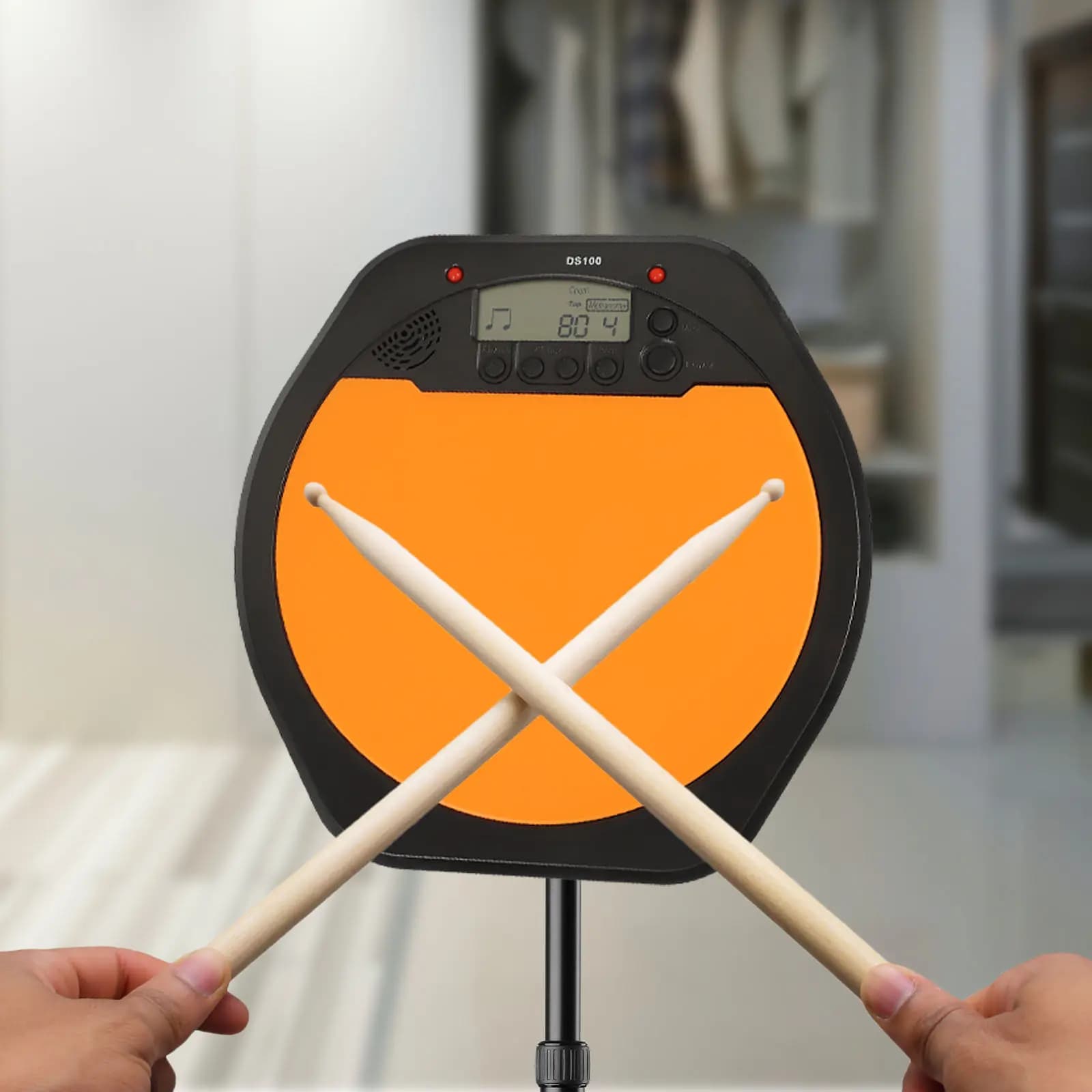 Metronomo Digitale per Batteria Elettronica, Pad Professionale per Pratica, Leggero e Portatile con Display LCD, Simulatore di Batteria per Allenamento Tap Tempo