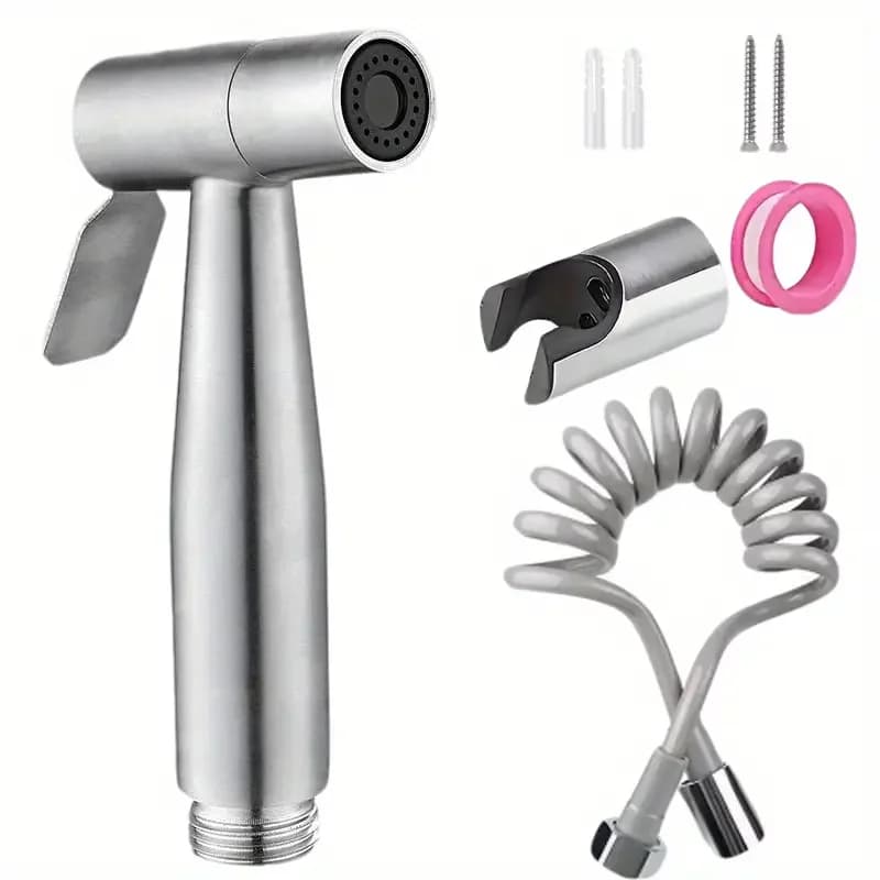 Doccetta Bidet per Bagno in Acciaio Inossidabile, Kit Doccia Portatile ad Alta Pressione per Pulizia WC, Doccia per Animali Domestici, Ugello Robusto Anti-perdita