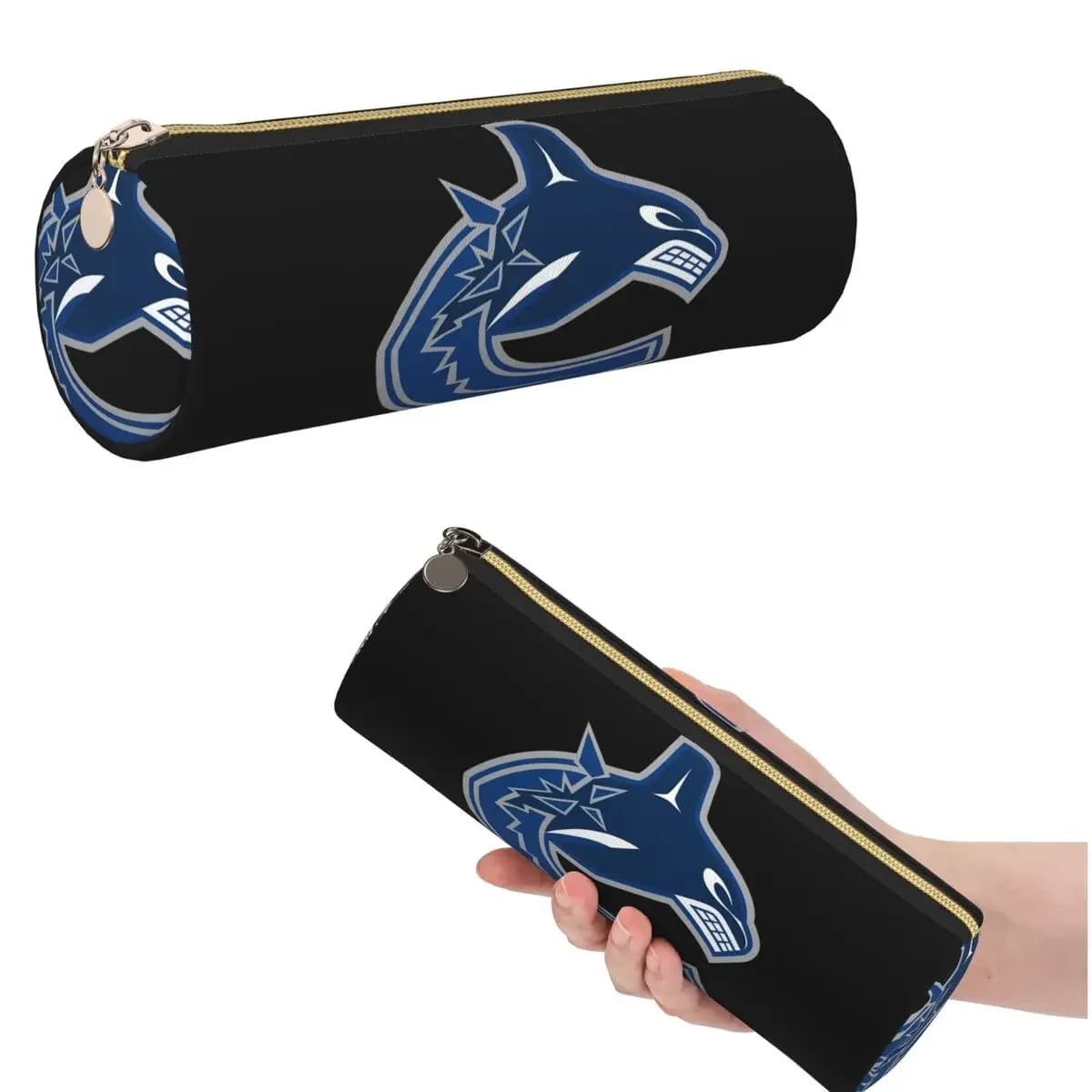 Eel Hockey Vancouver Canucks Merch Pencil Case for Studen School Cylinder Pen Box Pencil Bag Pen Holder