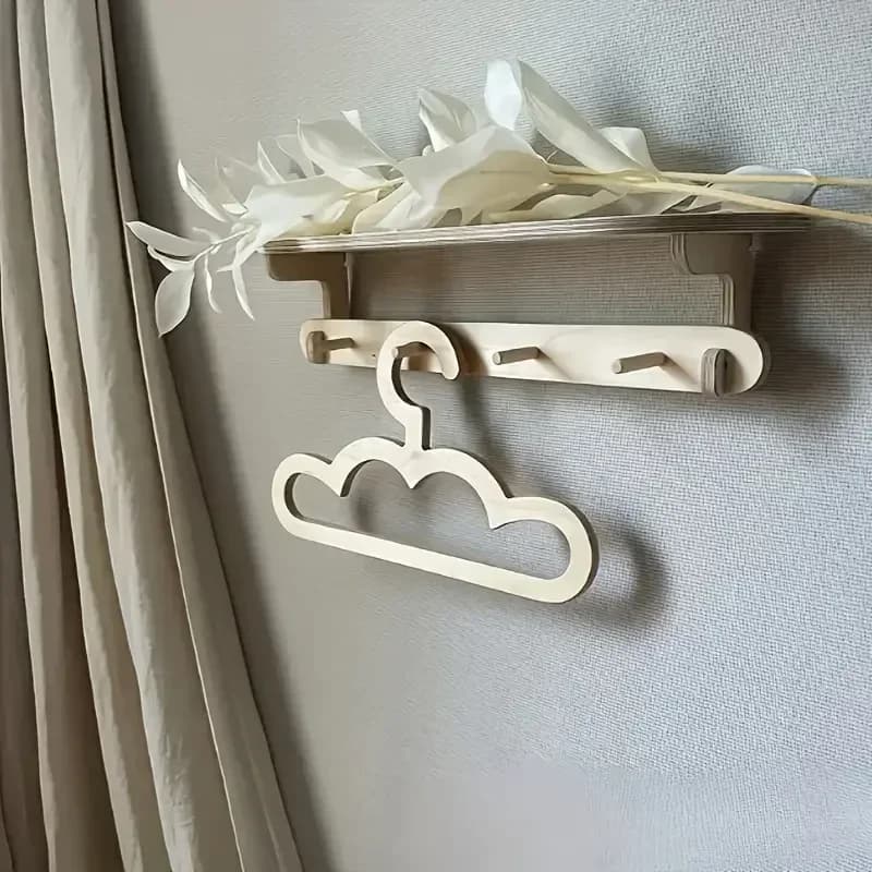 wooden foldable round corner cloud-shaped baby clothes drying rack hanger for pets thickened hanging organizer for baby clothes