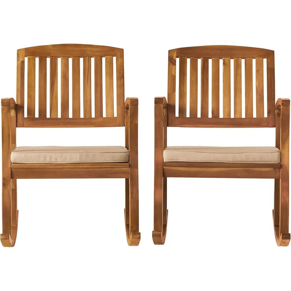 lma Acacia Rocking Chairs with Cushions, 2-Pcs t, Teak inish