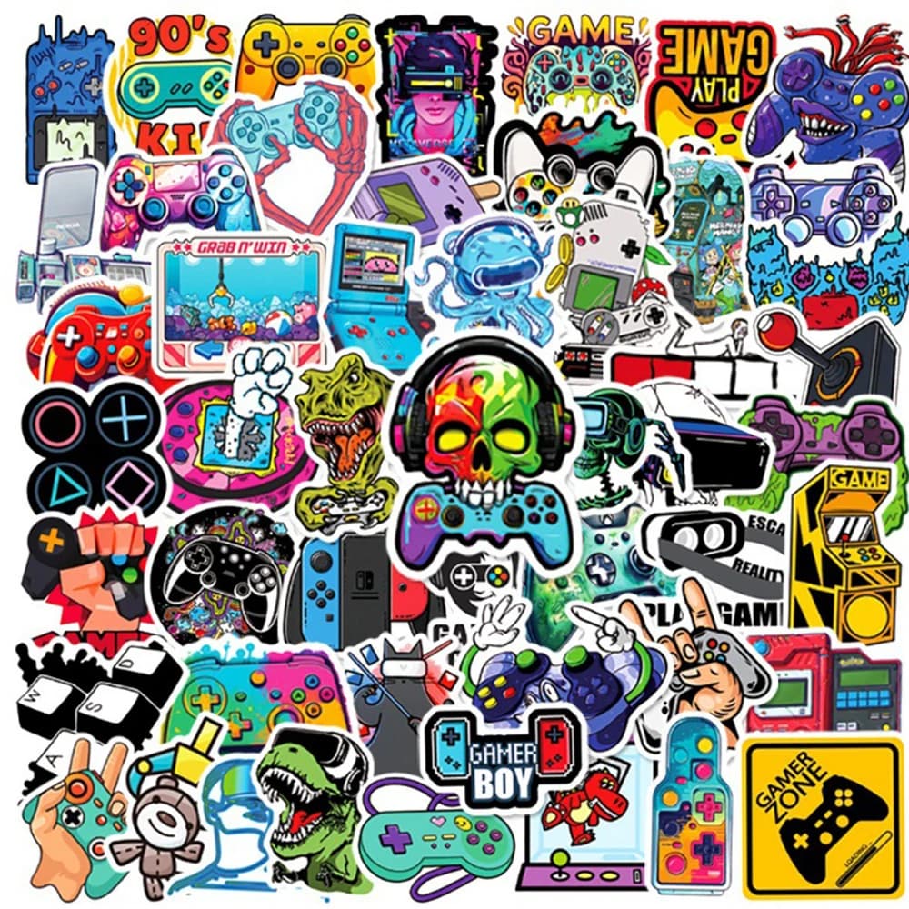 10/30/50pcs Cartoon Gothic Skull Joystick Gamepad Adesivi Cool Videogioco Decalcomania Auto Del Telefono Del Computer Portatile Graffiti Adesivo Impermeabile