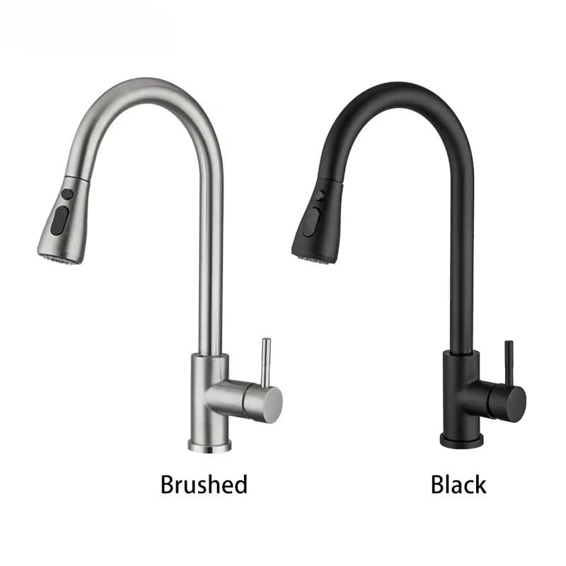 ULA Rubinetto da cucina spazzolato Beccuccio estraibile Lavello da cucina Miscelatore Flusso Spruzzatore Testa Rotazione a 360 Rubinetto nero Torneira