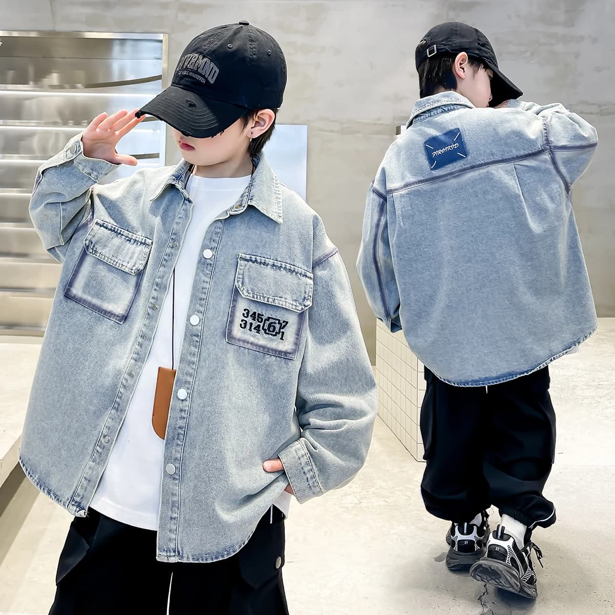 New Spring Autumn Kids Boys Jeans Jacket Dresses Kids wear Casual Clothing Synthetic style jeans coat 5 6 7 8 9 10 11 12 14 Y
