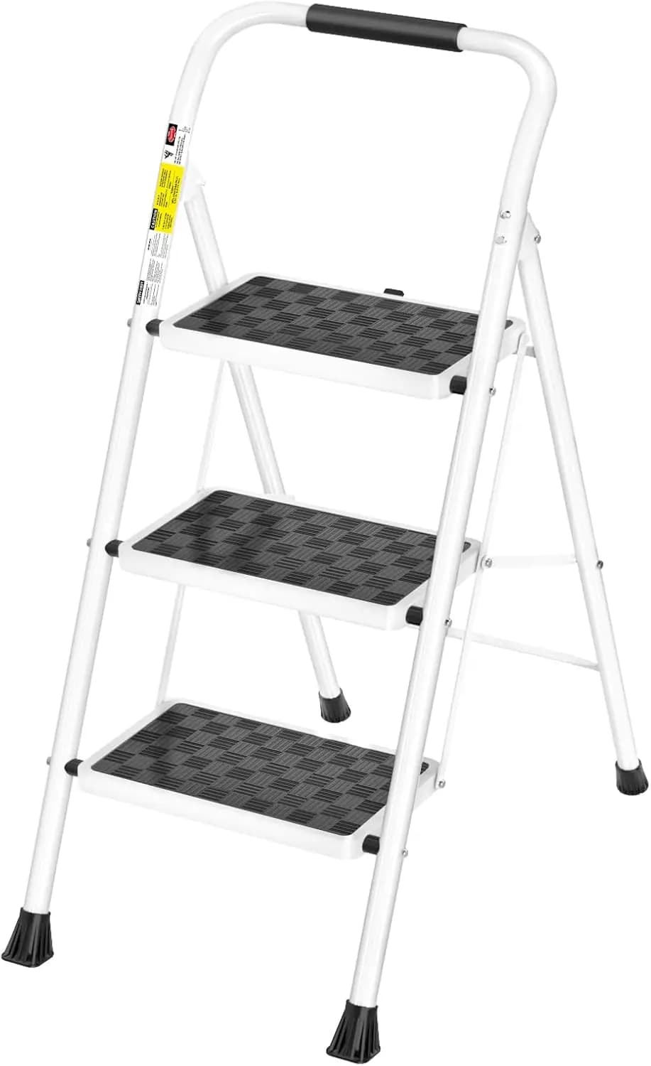 Scaletta pieghevole a 3 gradini con maniglia imbottita, pedale antiscivolo e design ergonomico per adulti