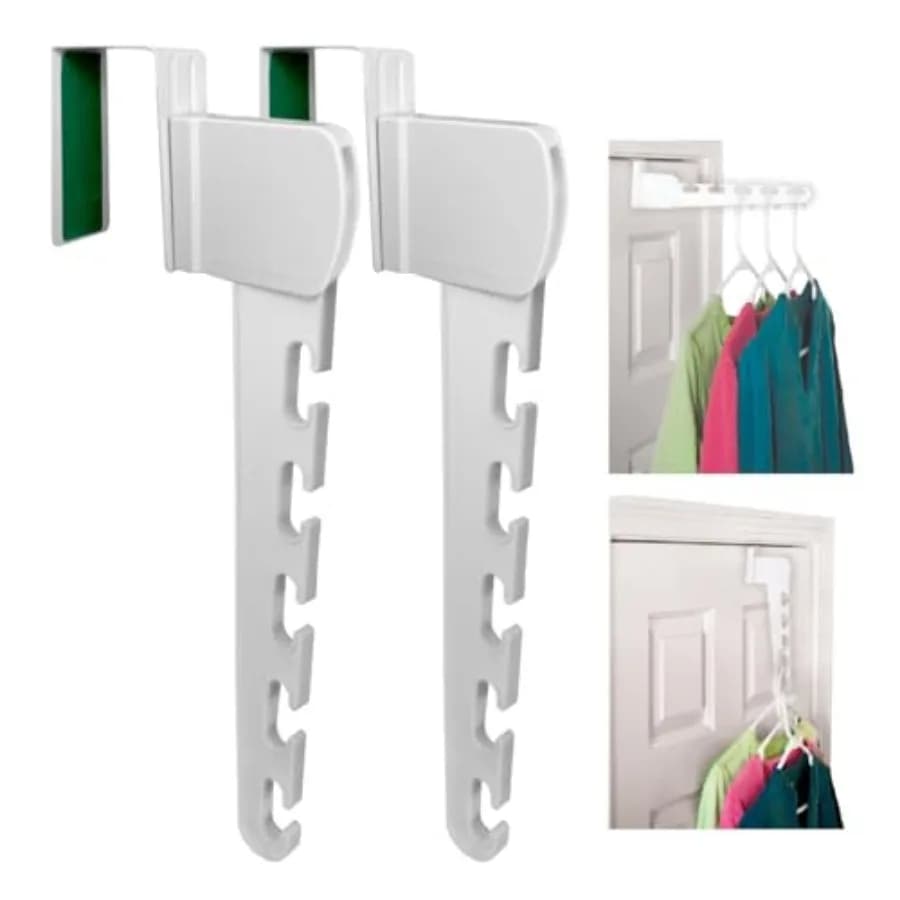 Over The Door Organizer for Clothes Hangers, Space-Saving Cascading Hanger Hooks, White