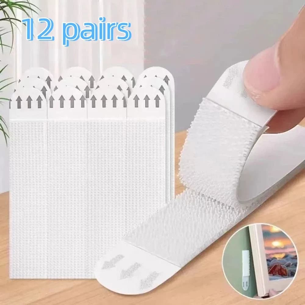 12 Paia di Strisce Adesive Resistenti per Appendere Quadri, Senza Tracce, Non Danneggiano, Facili da Rimuovere, Nastro Adesivo per Cornici