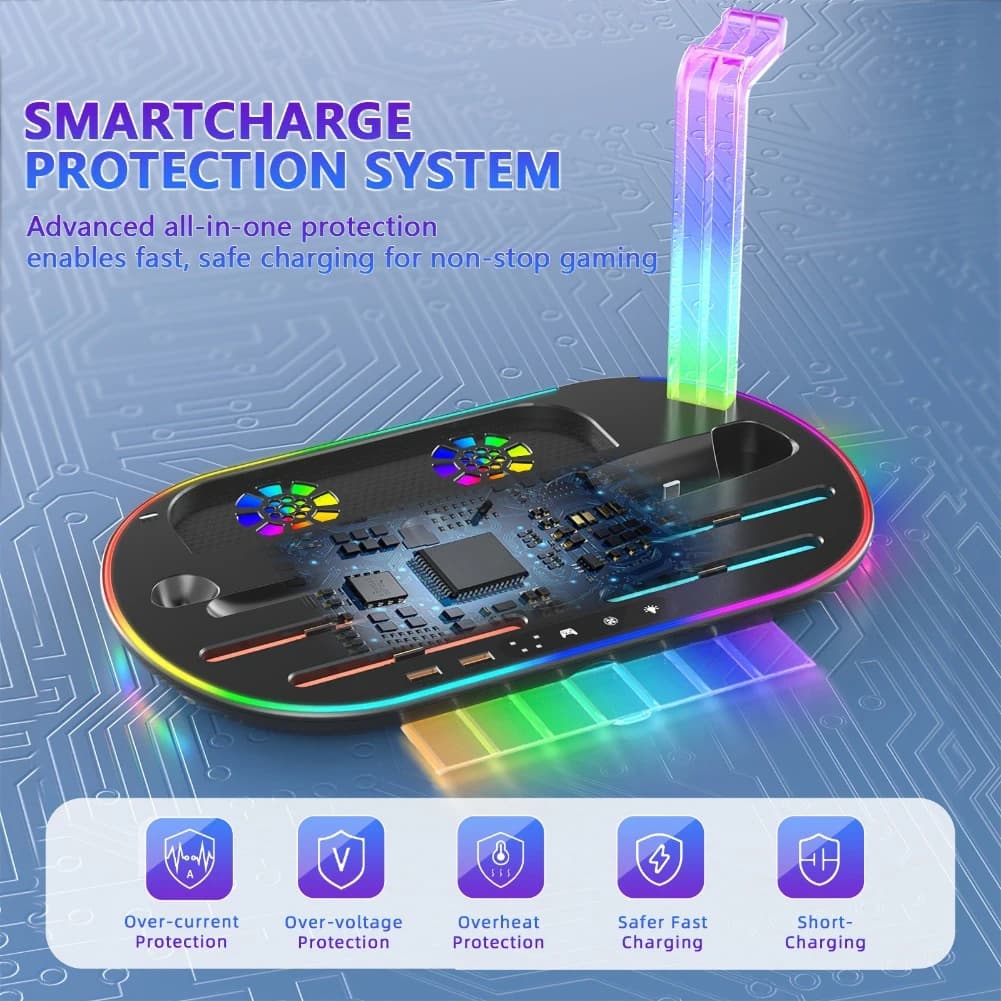 Charging Dock & Cooling Fan For Nintendo Switch2 7 Card Slots ABS 34*20*19cm Charging Dock Orgainzer Station Games Accessories