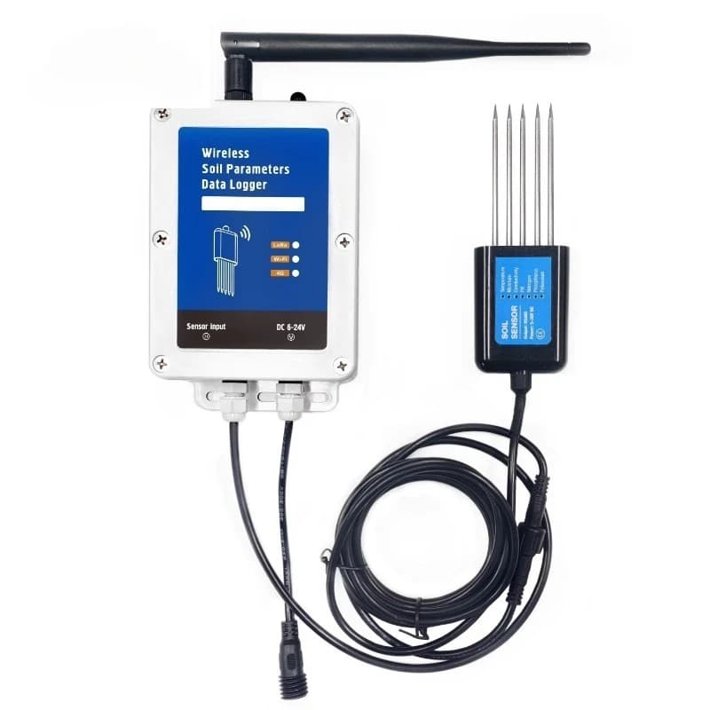 Low consumption soil moisture Temperature EC PH NPK Sensor 7 in 1 WiFi or data recorder 4G Ground tester with integrated battery