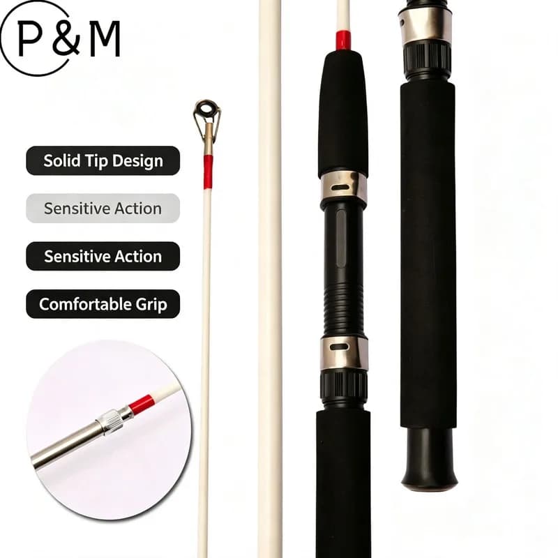 Solid Fiberglass Spinning Fishing Rod, Super Hard 2‑Piece Plug‑in Sea Boat Anchor Casting Rod