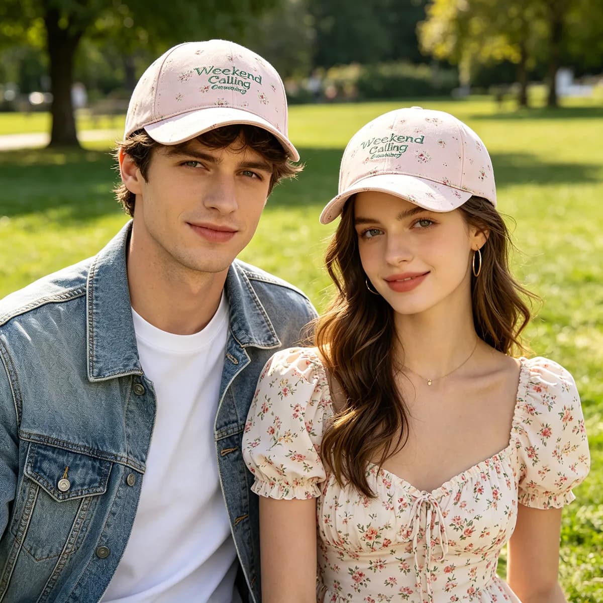 Cappellino da Baseball Unisex in Cotone con Ricamo Floreale e Scritta, Design alla Moda, Morbido e Parasole, Stile Coppia, per il Weekend