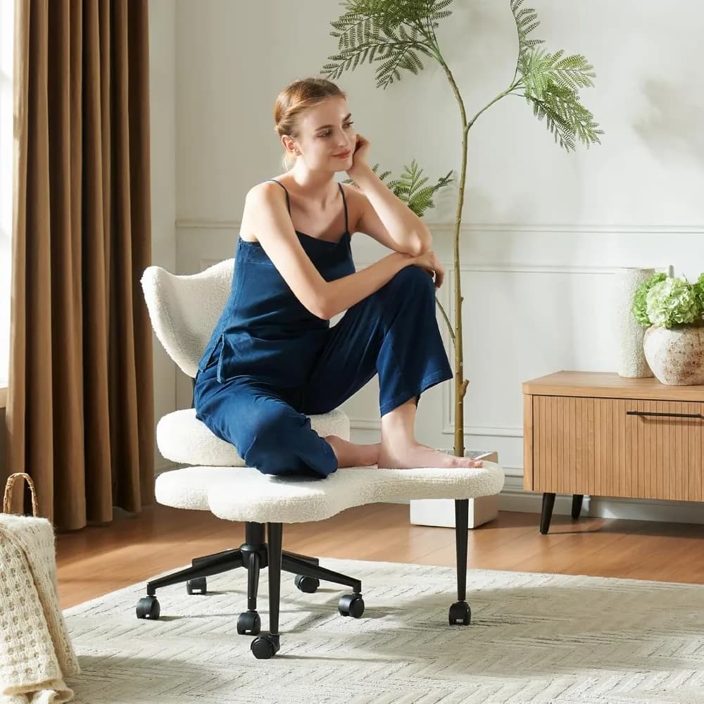 Sedia Ergonomica a Gambe Incrociate, 360° ° Sedia Girevole per Meditazione con Ruote, Seduta Regolabile in Altezza per ADHD, Robusta, Personalizzabile