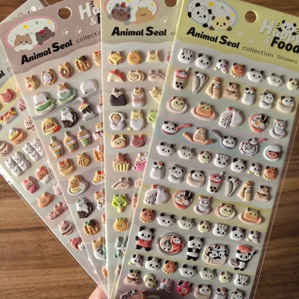Collezione di adesivi 3D con sigilli animali (4 pezzi) - Divertente arredamento carino per artigianato, quaderni e pianificatori LanLanStickersWorld Store