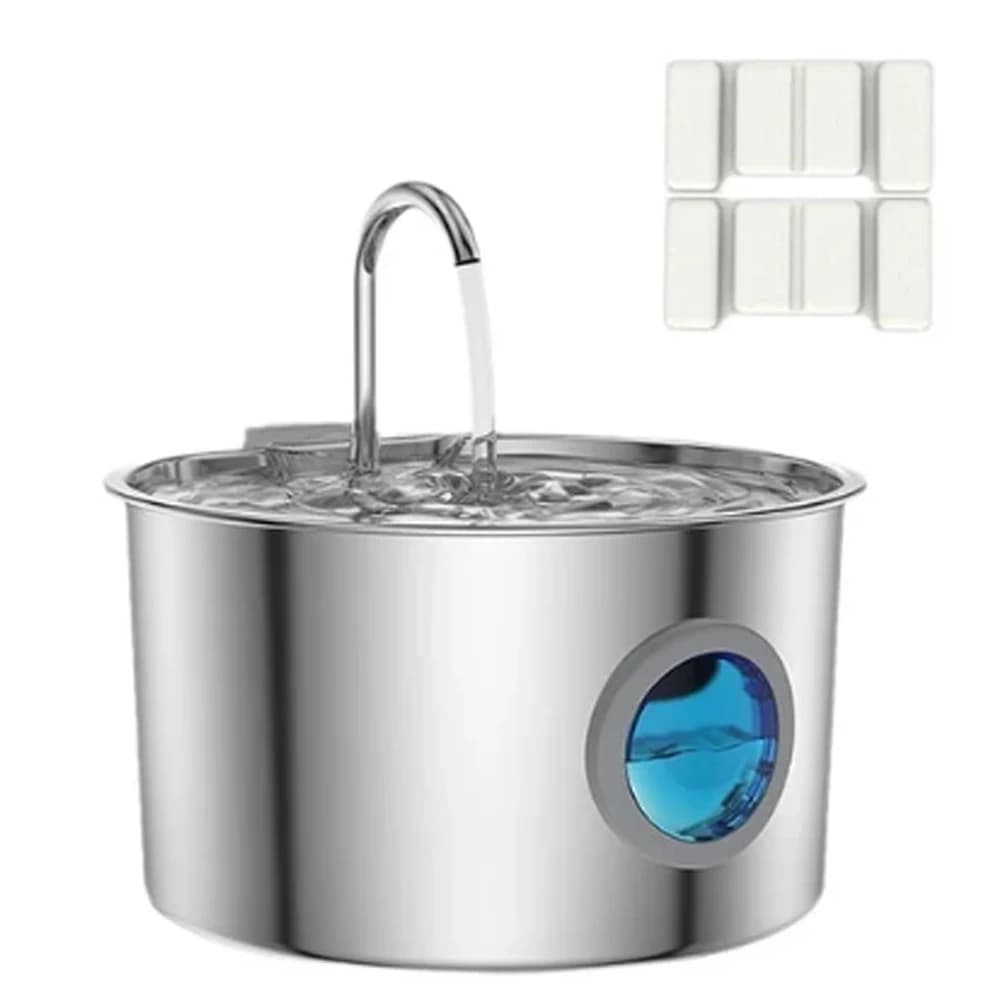 Distributore d'acqua per animali domestici in acciaio inossidabile da 3,2 litri Spina USB Alimentatore Filtro silenzioso Distributore d'acqua per cani e gatti