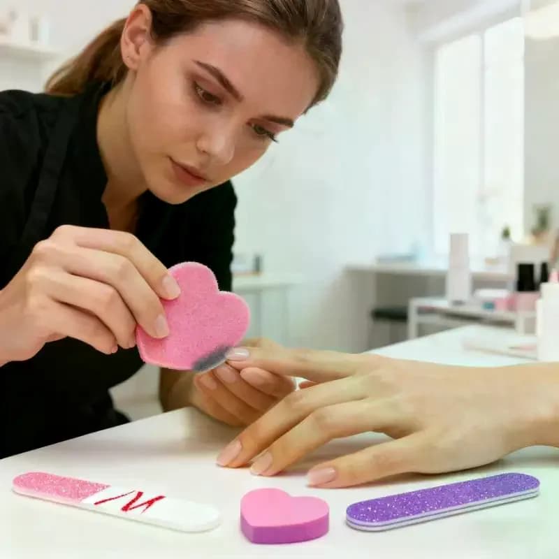 Set di 10 strumenti per manicure con penna punteggiata in cristallo Blocco a forma di cuore e lima per legno per lucidatura e modellatura delle unghie Accessori per la cura