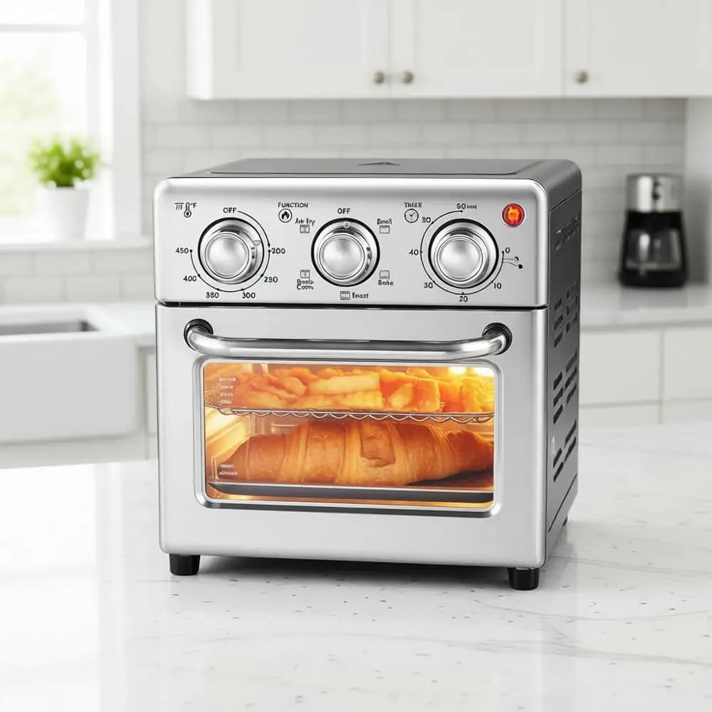 Friggitrice ad Aria da 8,5 Litri, Frigge, Griglia, Tostapane, Forno con Convezione, Controlli di Tempo e Temperatura, 800 Watt, Include 25
