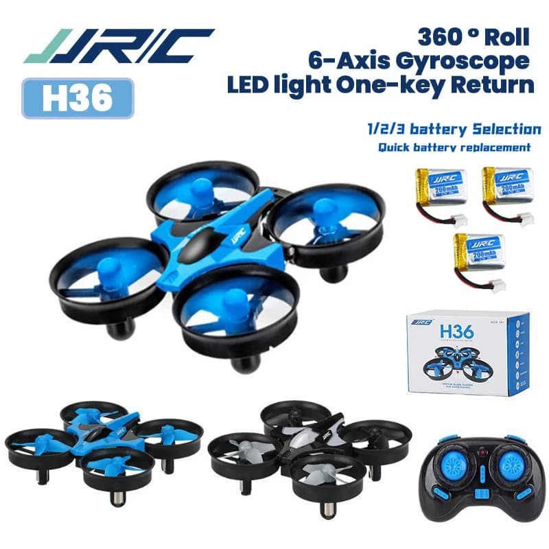 Drone Mini JJRC H36 with Headless Mode, Flip 3D, Air Pressure Altitude Maintainment, RC FPV Quadricotter for Competitions, Children's Toy