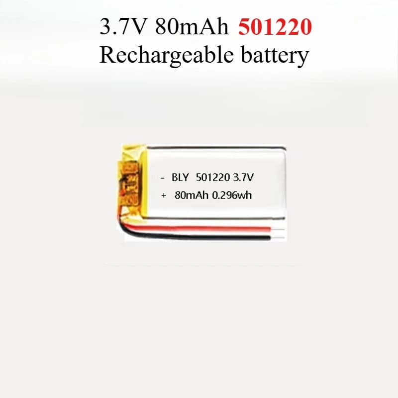 501220 Batteria ricaricabile ai polimeri di litio da 3,7 V 80 mAh per orologio Strumento di bellezza Auricolare Bluetooth Selfie Stick