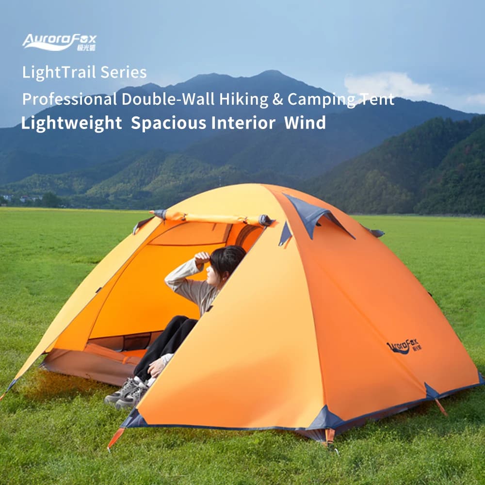 Aurora Fox Tent for 2 Persons, 4 Seasons, with Gonna, for Camping Outdoor, Double Road, Aluminium Pali, Anti-UV, Ultralight, for Travel and Families
