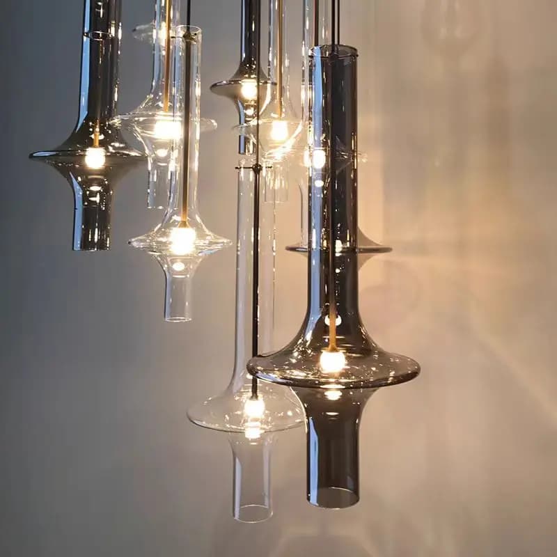 Lampada a Sospensione in Vetro Stile Nordico, Minimalista per Sala da Pranzo, Tavolo da Pranzo, Camera da Letto, Comodino, Cucina, Lampada a Sospensione LED a Linea Lunga