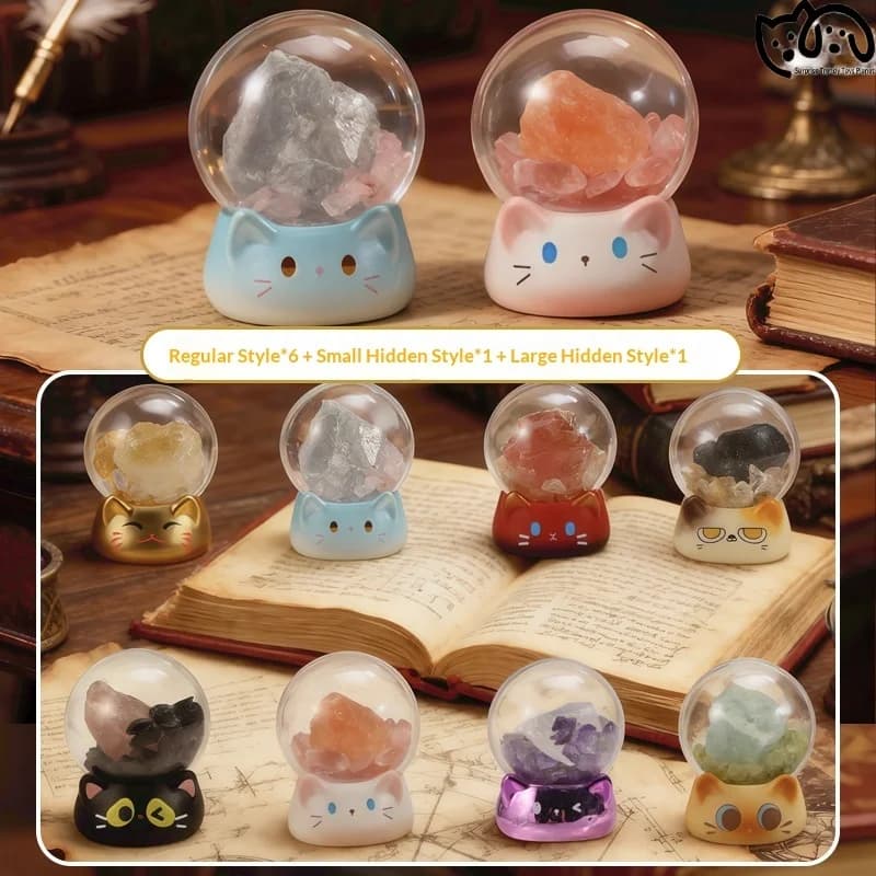 Blind Box Cat Shaped Natural Crystal Stone Cartoon Figurine Decompression Ornament For Office Desk Home Decor Creative Trendy