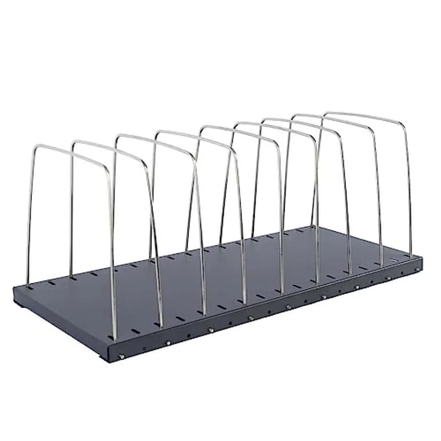 STEELMASTER Organizzatore da scrivania regolabile con 8 scomparti, divisori in filo metallico, finitura nera antigraffio e anti-sfregamento, antiscivolo