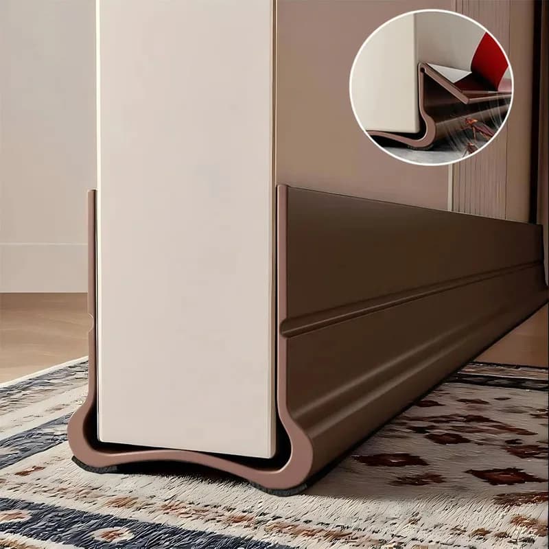 1Pc 93cm Self-adhesive Door Bottom Sealing Strip PVC Flexible Door Gap Wind and Dust Proof Weather Strip with Soundproofing Felt