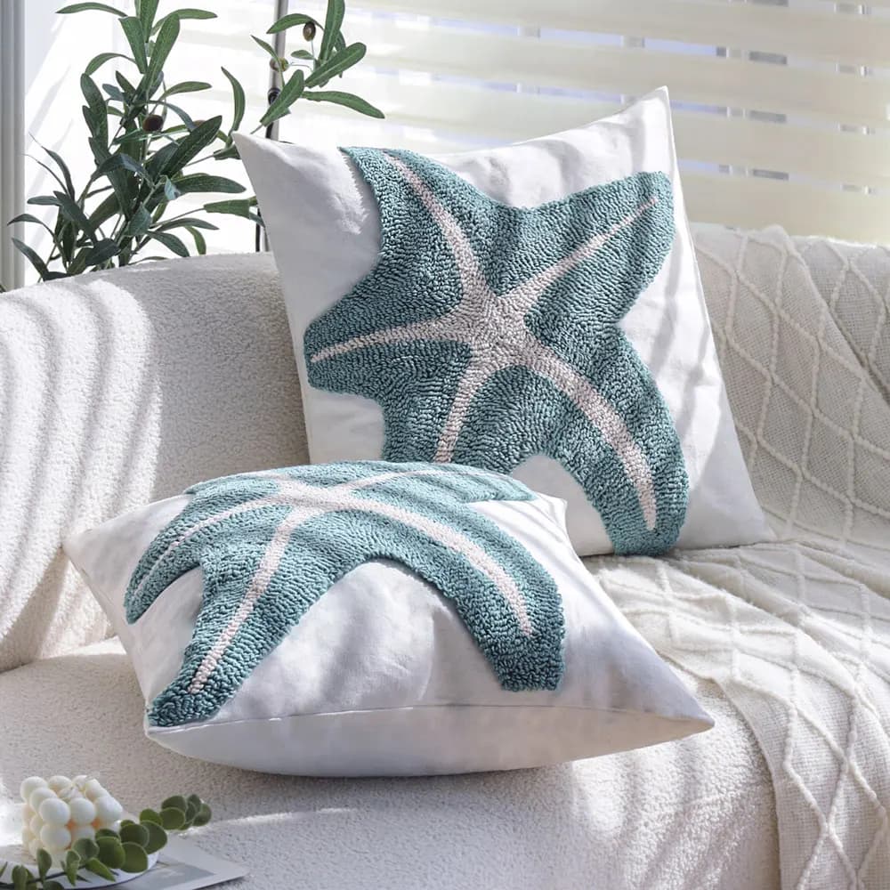 Starfish Tufted Cushion Cover Boho Style Living Room Sofa Decorative Pillow Cover Breathable Zipper Funda Cojines De 45x45