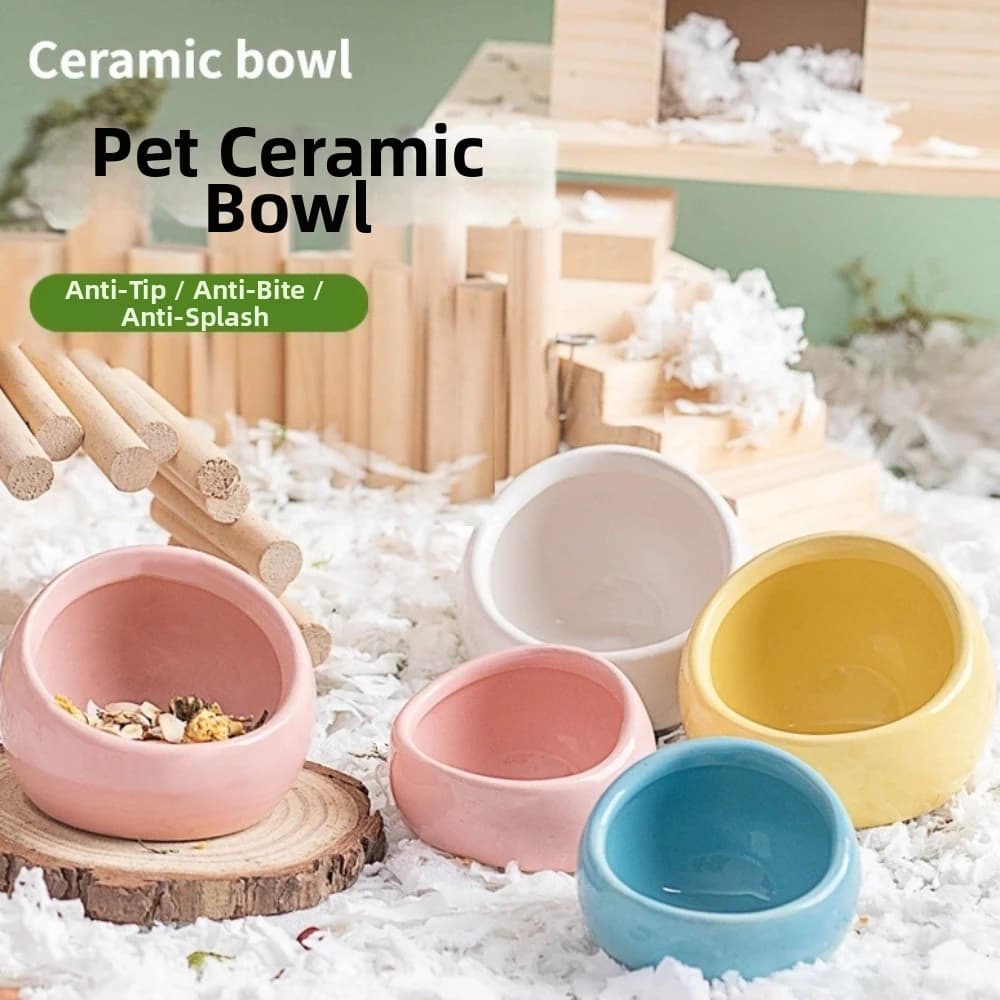 Ceramic Hamster Food Bowl Anti-Rollover Slanted-edged Small Animal Bowl Anti-Spill Non-Slip Water Food Bowl For Small Pets