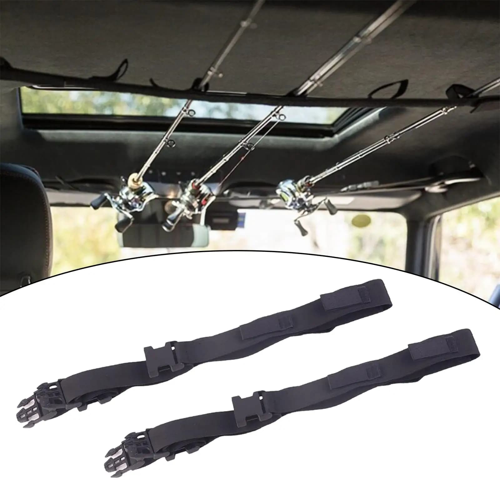 Adjustable Nylon Fishing Cane Holder with SUV and MPV Buckle, Organization and Transportation Fishing Rods