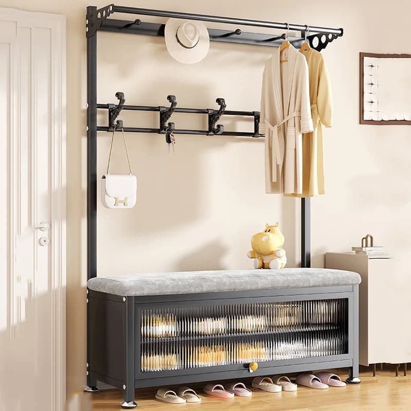 Black wall mounting hanger Space saving for storing aesthetic objects Standing clothes racks Coat racks Whyro De Pie Home furniture