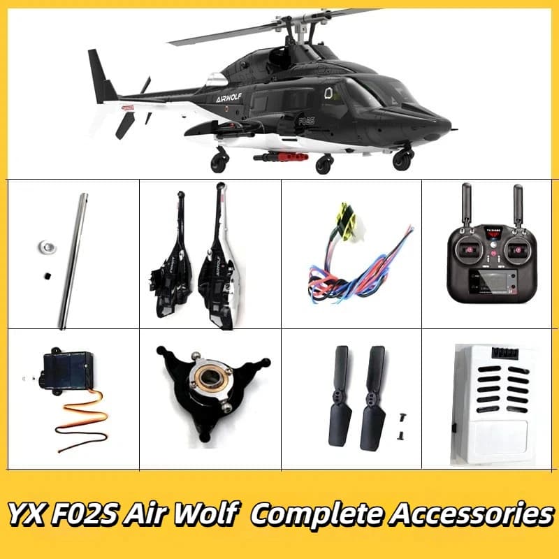 Ricambi per Elicottero RC Yu Xiang YX F02S Airwolf: Batteria, Guscio, Elica, Telecomando, Albero Principale, Piatto Oscillante, Ricevitore