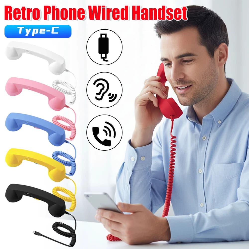 Ricevitore per telefono retrò tipo C Retro classico confortevole per la casa Forniture per telefono cellulare ad adattatore fisso per uffici, viaggi, cucina
