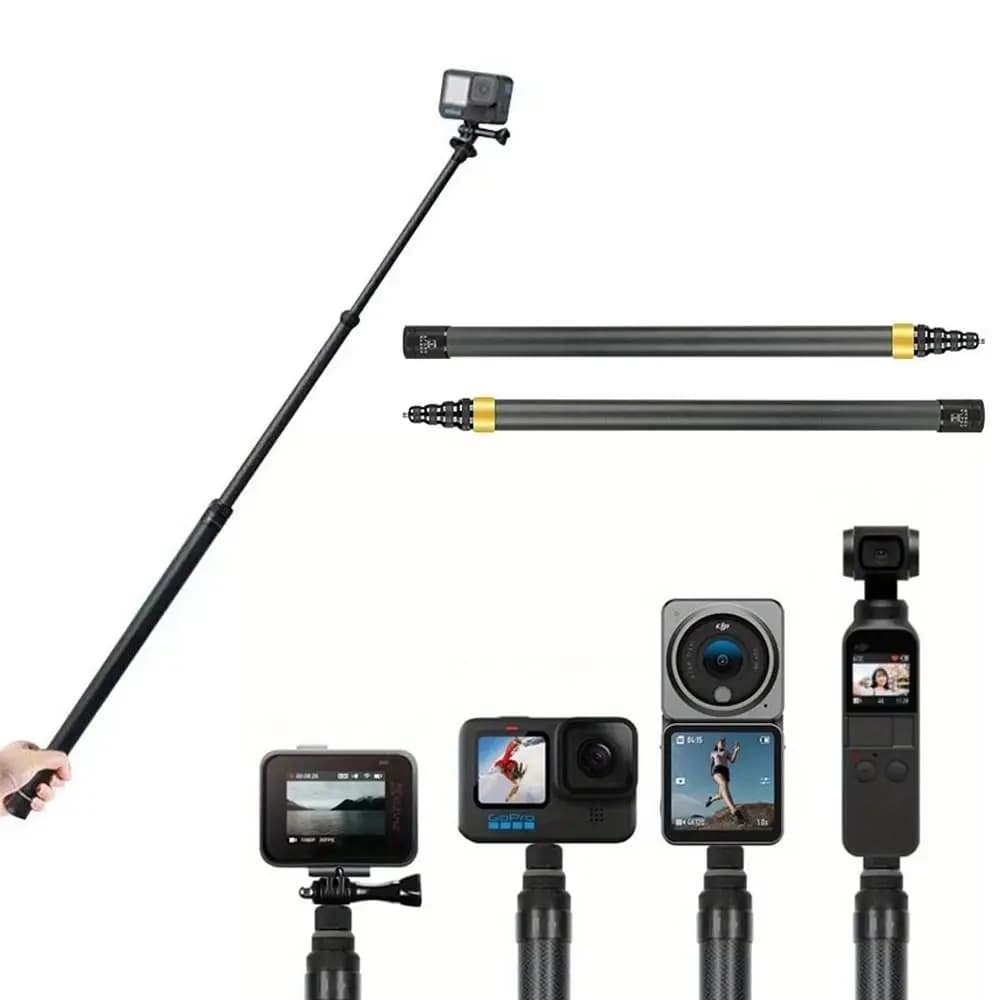 Carbon fiber adjustable selfie sticks Mini selfie sticks for anti-slip camera 1/4 inch thread for Insta360 X3 GO3 Action 4 DJI GoPro